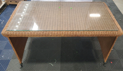 Wicker Rattan Wrought Iron Glass Desk