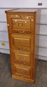 18&frac12;"x 24&frac14;" Vintage 4-Drawer Real Wooden Filing Cabinet