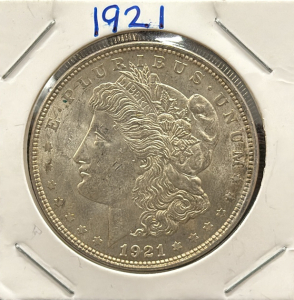 1921 Morgan Silver Dollar, Liberty Head, Eagle Design, No Mint Mark