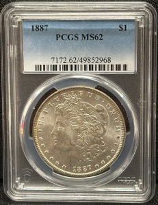 1887 Morgan Dollar PCGS MS62, One Dollar Coin, Silver, Serial #7172.62/49852968