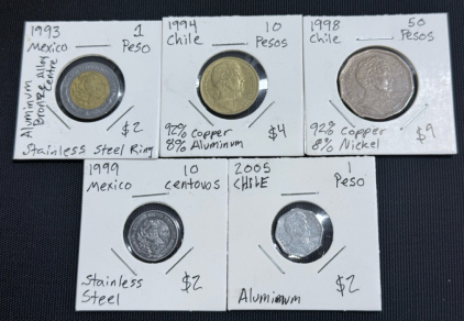 (5) Latin American Coins