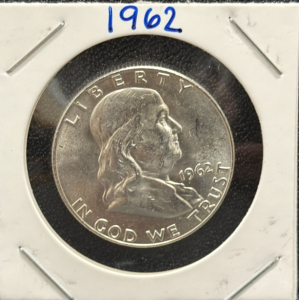 1962 Franklin Half Dollar Coin, 90% Silver, U.S. Mint