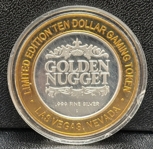 Golden Nugget Ten Dollar Gaming Token, .999 Fine Silver, Las Vegas