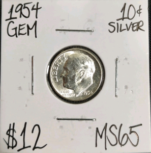 1954 MS65 Gem Silver Roosevelt Dime