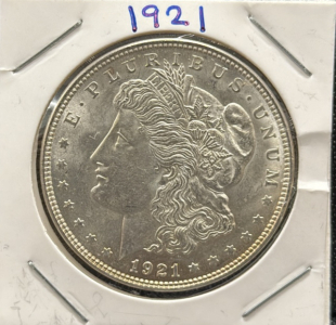1921 Morgan Silver Dollar, 90% Silver, Reeded Edge, Lady Liberty Design