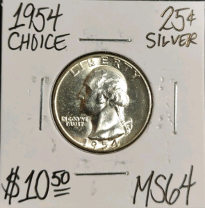 1954 MS64 Choice Silver Washington Quarter