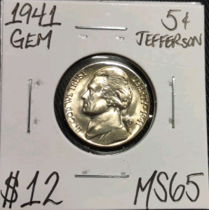 1941 MS65 Gem Jefferson Nickel