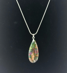 (1) Rainbow Sea Sediment Jasper Teardrop .925 Necklace