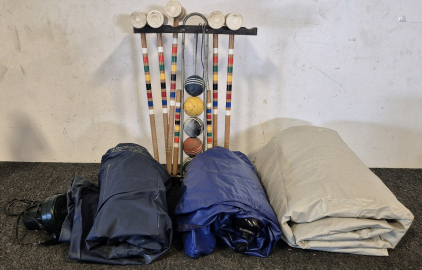 Croquet Set, Car Air Compressor, (2) Twin Blow Up Mattresses, One Queen Blow Up Mattresse