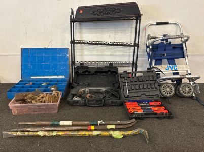 Dremel Multimax MM45, JVC Folding Staircase Dolly, Crowbars, Shelving/Home Decor and Various Tools