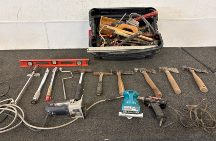 Porter Cable HD Power Unit, Makita Finishing Sander, Weller Expert Soldering Gun, Various Tools