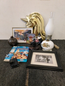 Wall Decor, Lamp W/ Flowers, Patriotic Biker Gnome & More