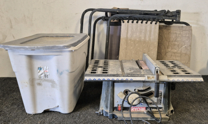 Ryobi 10" Table Saw(Works), Foldable Lounge Chair, Tub of One Pads and Painters/Drywall Tools