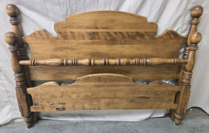 Antique Wood Headboard & Footboard