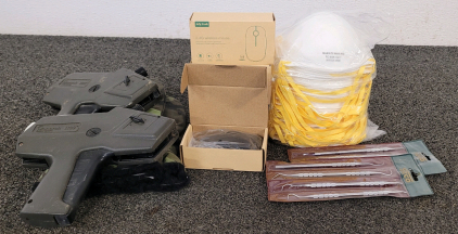 N95 Masks, Dental Picks, Sticker Guns, (4) 2.4G Wireless Mouse, And Mittens