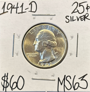 1941-D MS63 SILVER MINT STATE QUARTER
