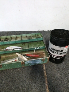 Fishing gear and metal tackle box