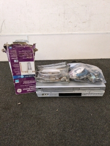 Assorted cords and chargers Rod Pocket Window Panel Household water Filteration System stereo and DVD player