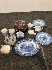 Liberty Blue dish set and assortment of other dishes