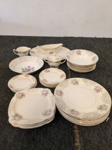 Beautiful Vintage floral dishes with golden accents