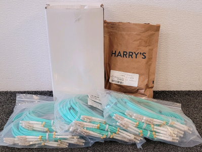 (3) Behona 5 Pack 3m/10ft OM3 LC to LC Multimode Fiber Patch Cable, Stainless Steel Tumbler 40oz, And (10) Harry's Razor Blades