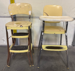 Vintage Kids Chairs H 2&rsquo; 6&rdquo; W 1&rsquo; 5&rdquo;, H 2&rsquo; 6.5&rdquo; W 1&rsquo; 2&rdquo;