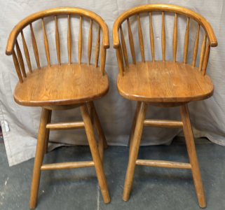 (2) Wooden Spinning Barstools