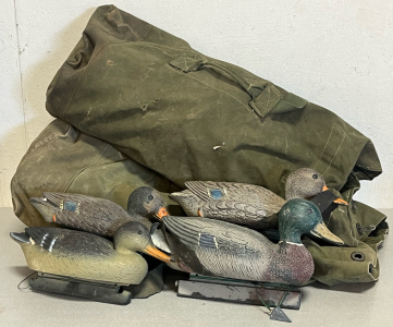 (2) Large Duffel Bags Of Duck Decoys W/ Stands