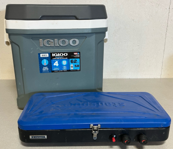 Igloo Coolers W/ Wheels & Extendable Handle, & Stanport Portable Cooking Stovetop