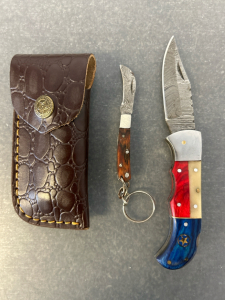 Custom Steel Folding Knife With Sheath And Keychain Pocketknife- 6.5" & 3.5" Overall Lengths
