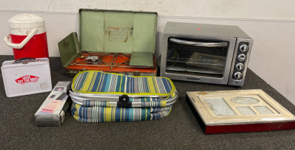 Trailblazer by Winchester Camp Stove, Photo/ Keepsake Box, Electric Windshield Scraper, Vans Off The Wall Lunch Box, World Market Picnic Box, KitchenAid Toaster, And More!!!