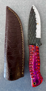 Custom Handmade Fixed Blade Knife &ndash;Textured Blade w/ Multicolor Micarta Handle- 8.5" Overall Length