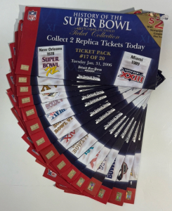 32 History Of The Super Bowl Collectable Replica Tickets