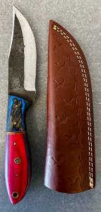 Custom Hand Forged Full Tang Hunting Knife With - D2 Steel (Tool Steel) Blade With Pakka Wood Handle & Leather Sheath- 8.5" Overall Length