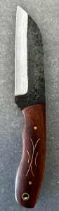 Custom Handmade Knife &ndash; Textured Carbon Steel Blade with Wood Handle- 8" Overall Length