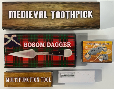 Medieval Toothpick, Bosom Dagger, Multi-Tool, Pocket Knife & Jewelers Loupe