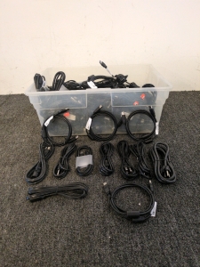 standard AC power cord (IEC C13 to NEMA 5-15P), frequently used to power various electronics, including computers, monitors, and printers and a USB A to B cable