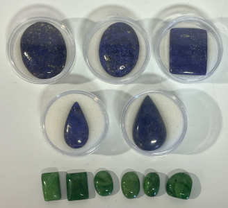 (5) Lapis Lazuli Cabochon Gemstones & (6) Brazilian Emerald Cabochon Gemstones
