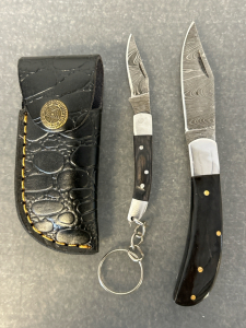 Custom Steel Folding Knife With Sheath And Keychain Pocketknife- 6" & 4" Overall Lengths
