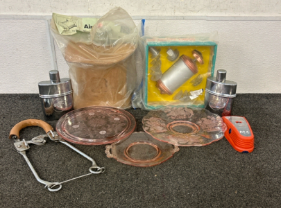 Glass Plates, Flasks, And Cooky Pastry Kit