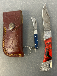 Custom Steel Folding Knife With Sheath And Keychain Pocketknife- 7" & 3" Overall Lengths