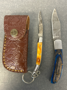 Custom Steel Folding Knife With Sheath And Keychain Pocketknife- 6" & 4" Overall Lengths