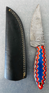 Damascus Steel Hunting knife With Custom Handle And Sheath- 8" Overall Length