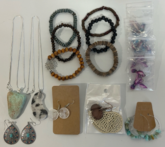 Jewelry Including Stone Pendant Necklaces, Earrings, & Bracelets