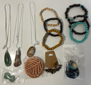 Jewelry Including Stone Pendant Necklaces, Earrings, & Bracelets