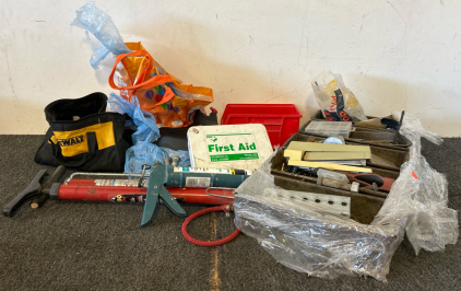 Blue Collar Bundle- Including Dewalt Bag, Hand Pump, Many Bolts And Screws, And More