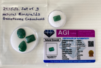 Set of (4) Emerald Cabochons