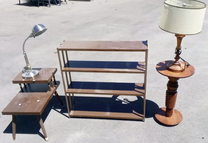 Bookshelf, (2) End Tables, and (2) Lamps