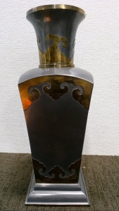 Vintage Pewter and Brass Chinese Vase (18")