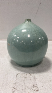 Large Round Blue Ceramic Vase